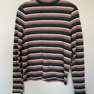 American Eagle Striped Mock Neck Long-Sleeve